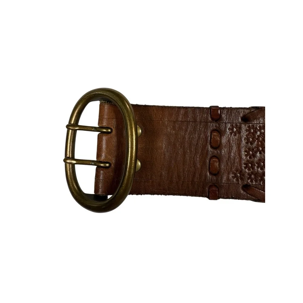 J Crew Genuine Leather Embossed Brown Women's Belt‎ Size L - Picture 7 of 8